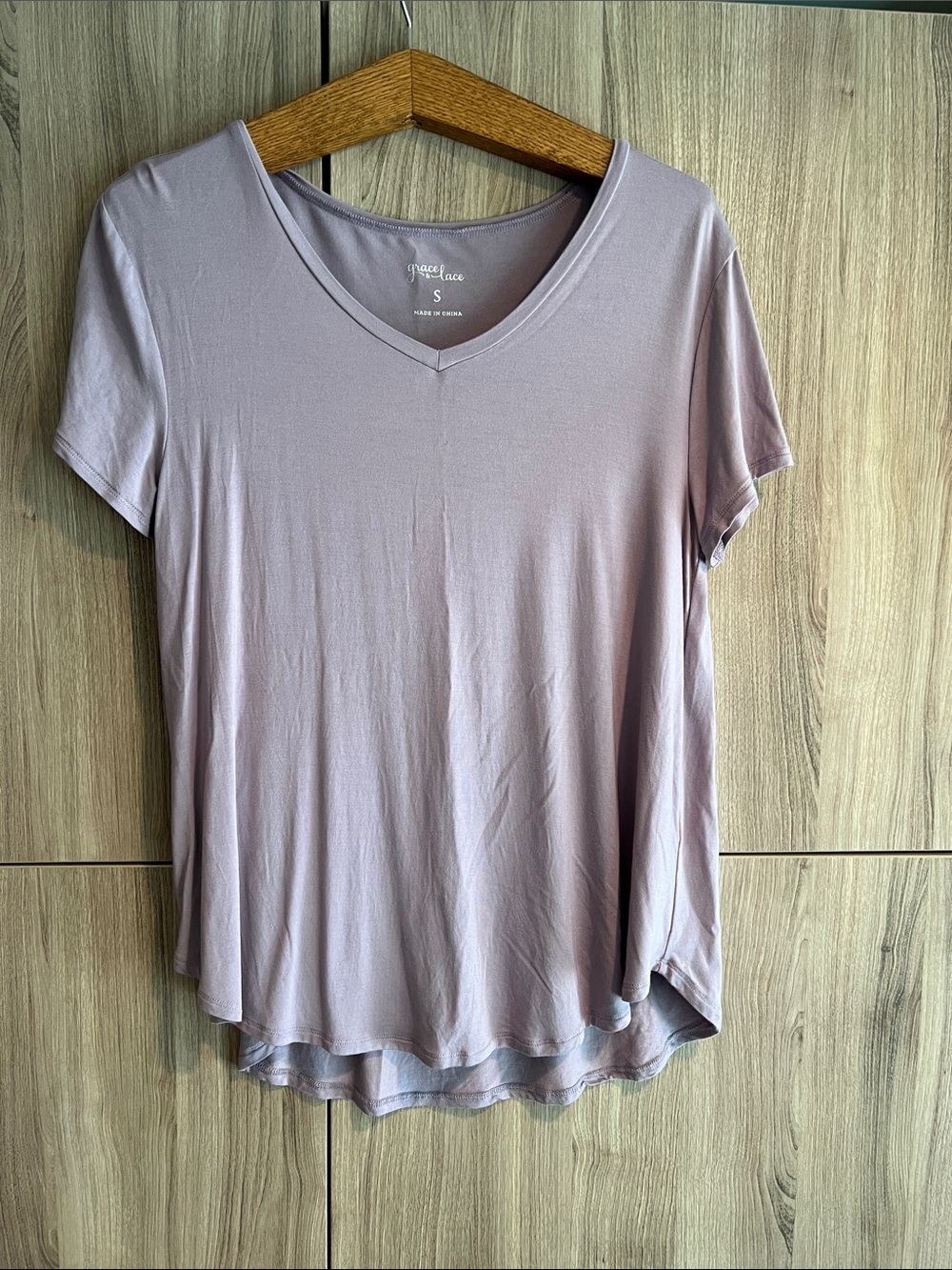 NWOT Grace & Lace Dusty Lavender V-Neck Short Sleeve Tee